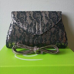 Neiman Marcus Clutch Handbag Black & Metallic